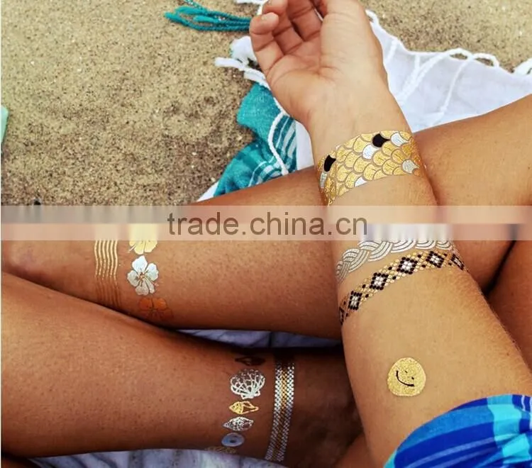 Metallic Tattoos, flash tattoos gold tattoos silver tattoos temporary tattoos jewelry tattoos