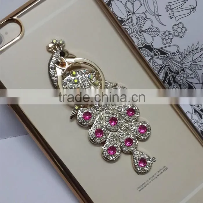 Ring Holder Smart Ring Stand Metal Rhinestone Peacock
