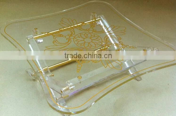 folding clear acrylic coffee table made by acrylic material with printing logo surface