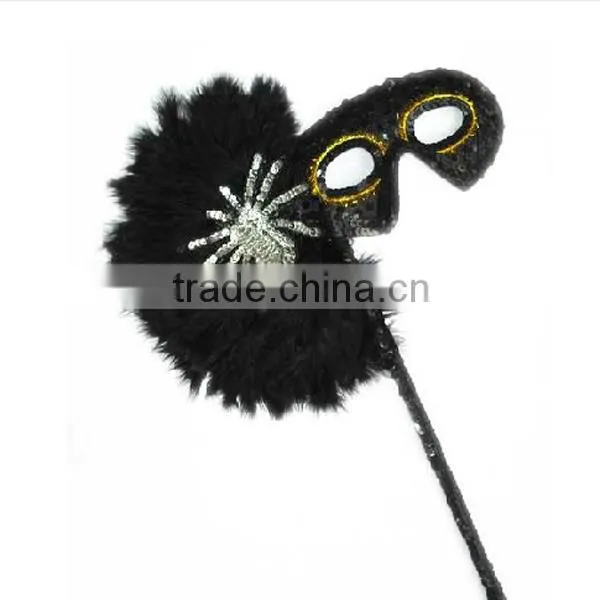 China Manufacturer 6 Colors Pailletter Feather Venetian Mask On Stick