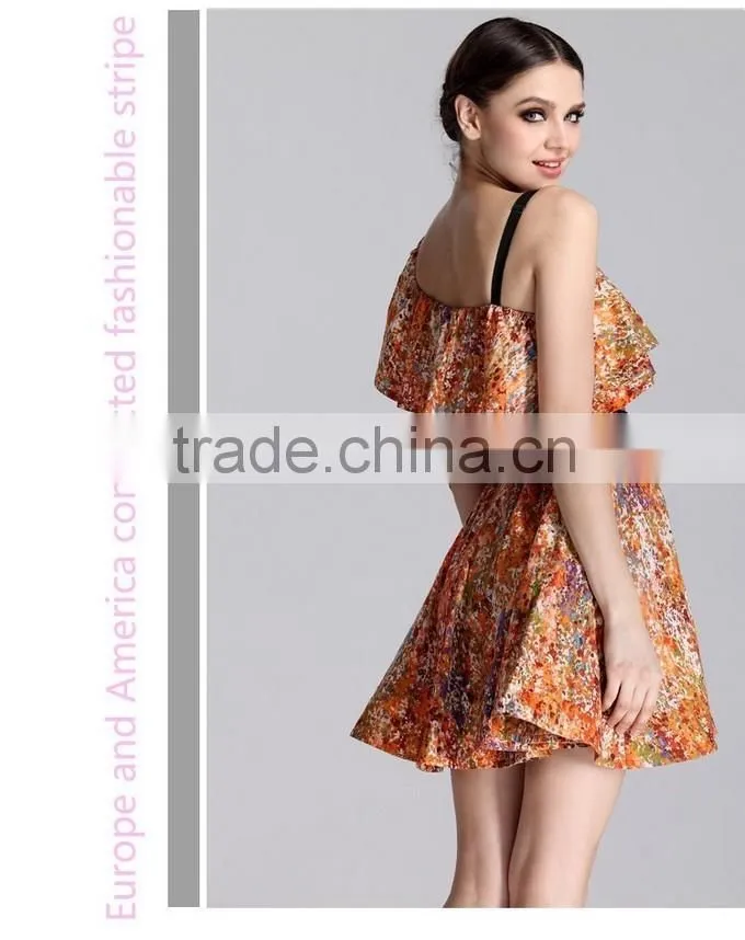2015 Chiffon Fabric One Shoulder Latest Summer Dresses Fashion