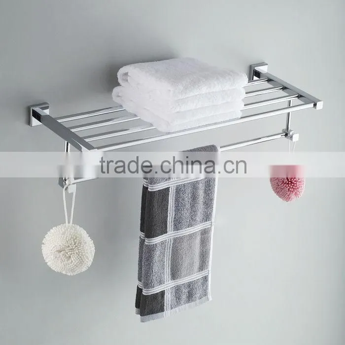 Chromed Polished square wall stainless steel bathroom towel rack Bathroom Accessories Towel Bars hanging towel shelf