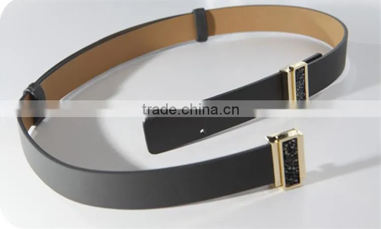 2016 fashion stylish wide size PU woman dress belt with two buckle