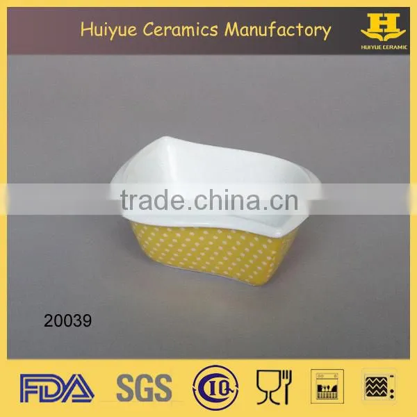 ceramic decal printing square snack dish