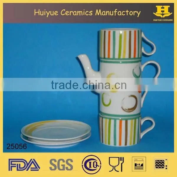 tea set for two, ceramic tea set, tea set with decal printing, new design tea set