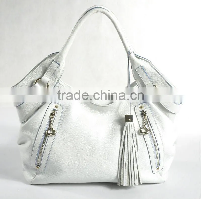 New arrival! White vertical zip tote bags 2012 Fashion ladies handbag