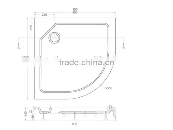 SUNZOOM shower tray 80x80,shower base for canada,curved shower base