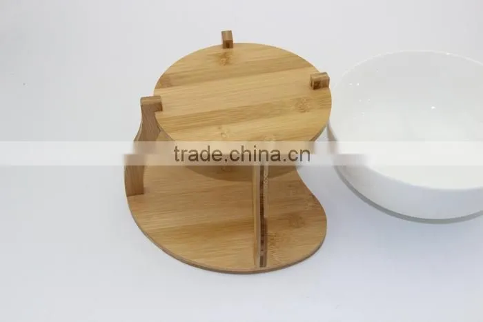 2015 HOT selling food safe ceramic tableware with unique bamboo tray