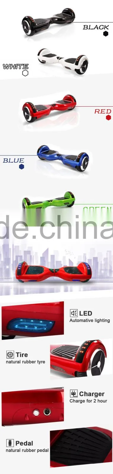New arrival 6.5inch smart 2 wheel self balance scooter with rubber bumpers and led lights