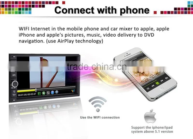 High quality 2din 7inch touch screen android stereo wifi