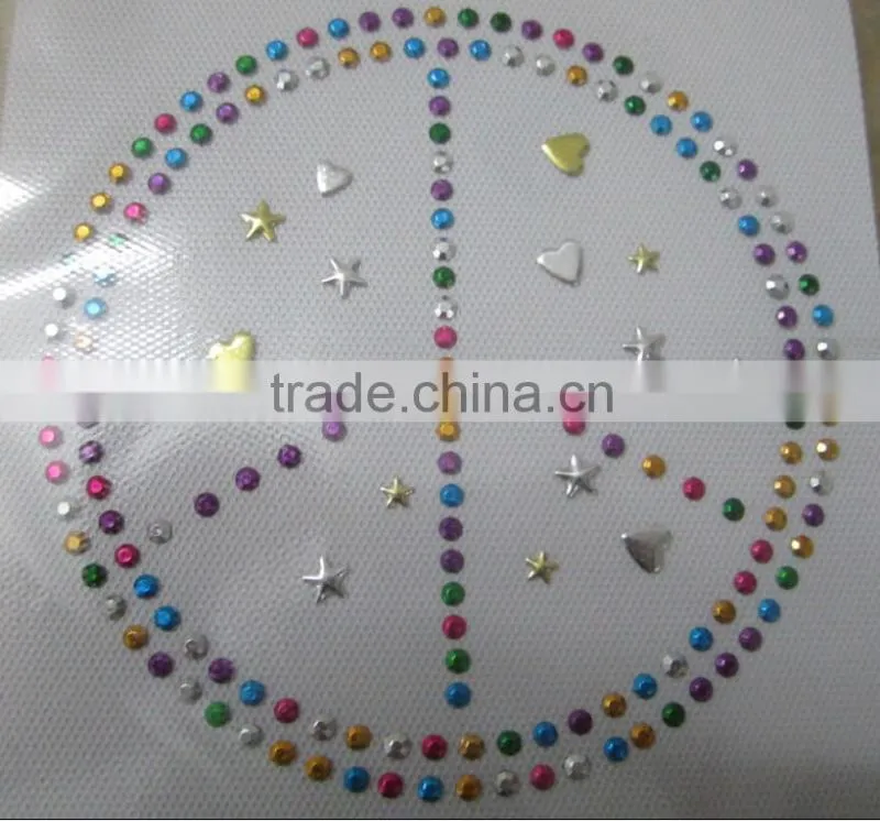 mix color rhinestud and nailhead heat transfer iron on sticker