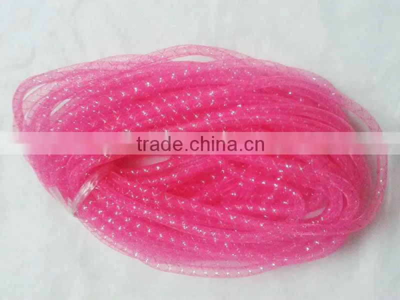 HOT SALE! 16mm Purple Nylon Mesh Tube Woven Ribbon for Valentines Present Wrapping Decorations