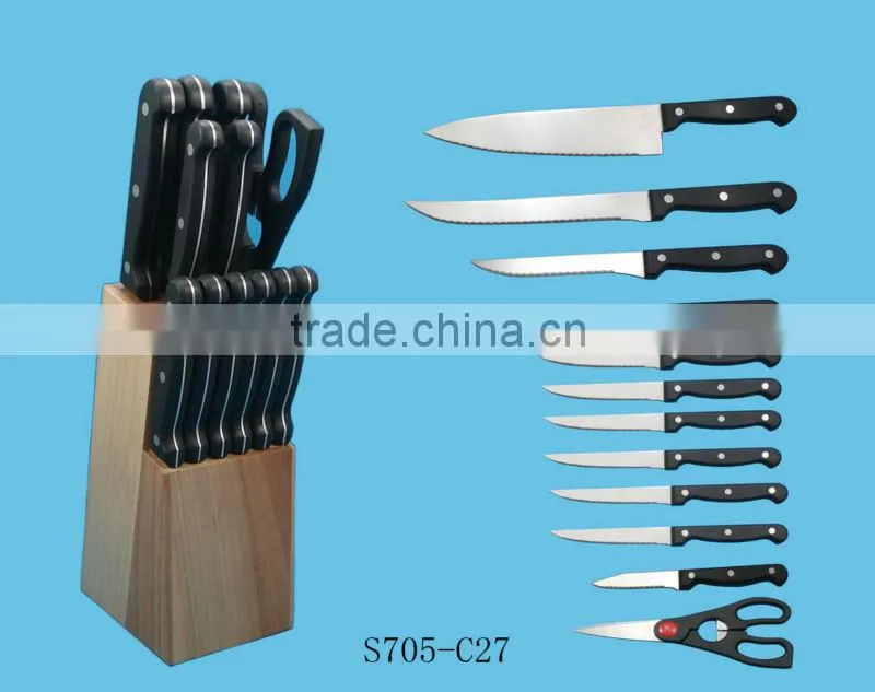 stainless steel steak knives with wooden block