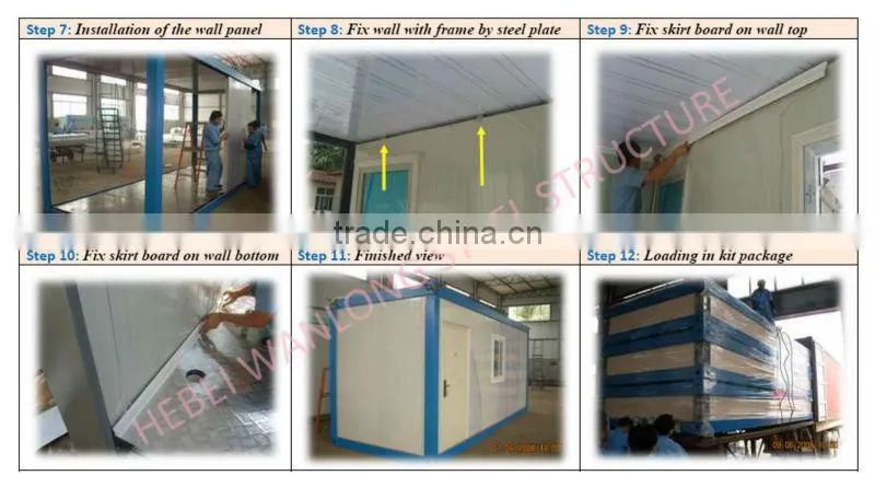 20ft flat pack container house with galvanized and painted steel frame