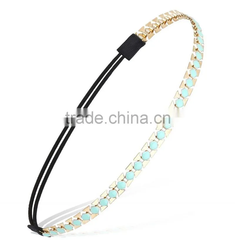 Promotional Women's Adjustable crystal hair accessory flower hairband,elastic hair band
