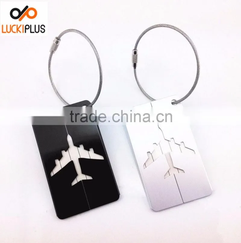 Luckiplus Colorful Aluminum Air Plane Pattern Luggage Tag ID Tag Name Card Holder Yellow