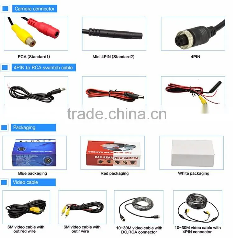 Metal Housing Korea Style 1089 chip car rear view camera with 8 Led