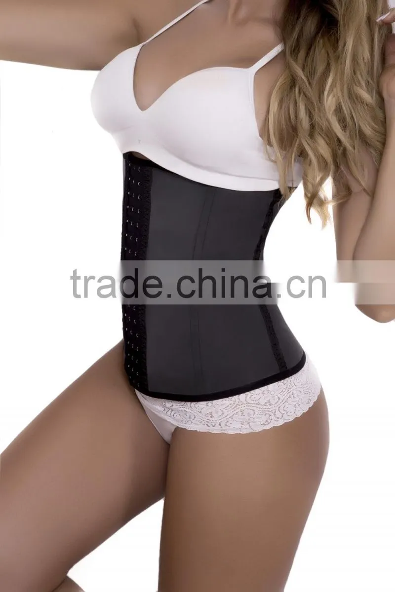 Latex Underbust Corset Waist Trainer with 9 steel bone 3 hook Top
