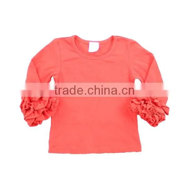 Knitted baby cloth fall shirt blank clothing coral ruffle shirt cotton kids top wholesale icing ruffle shirt girls icing shirts