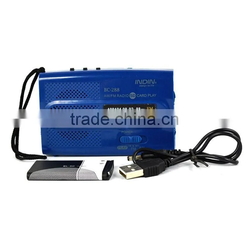 Fashion AM FM Receiver Rechargeable Radio World Radio Stations Built in Speaker BC288