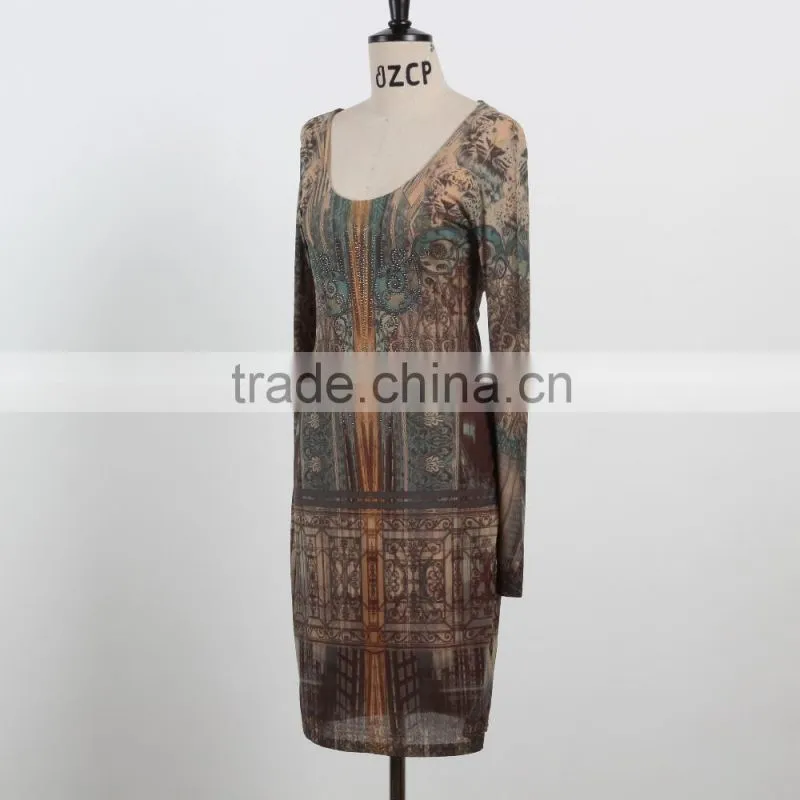 2016 summer dress for mature woman sexy v neck dress batwing sleeve custom design