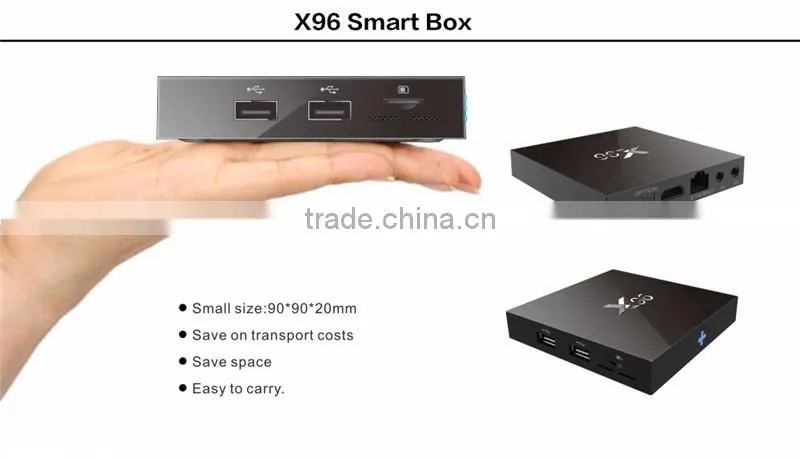 factory price x96 Quad core Amlogic S905 android tv box