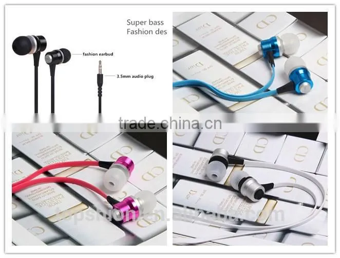 2015 new products hot selling earphone colorful in-ear earphones with flat cable