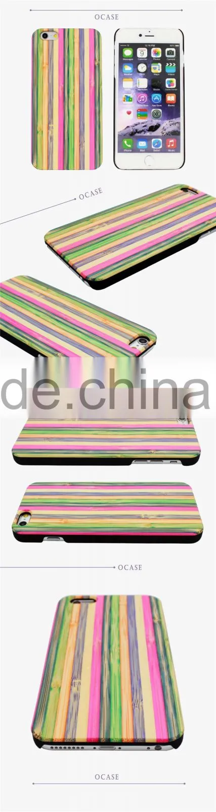 Ocase Pretty Colorful PC/TPU + Rainbow Wood two in one phone case for Iphone 6