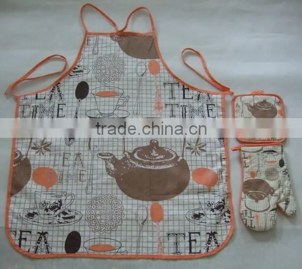 economic cotton fabric towel set cook design kitchen textile set gloves for couples
