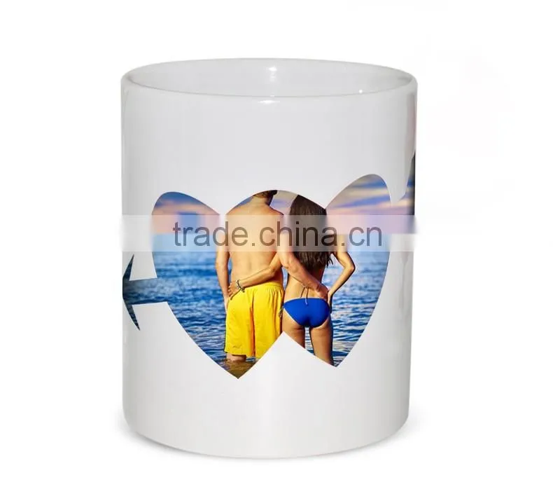 11oz heart shape color changing wholesale ceramic personalized photo mugs