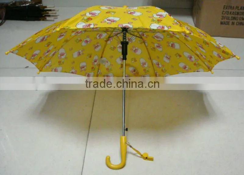 19" duck design yellow small kid umbrella with whistle