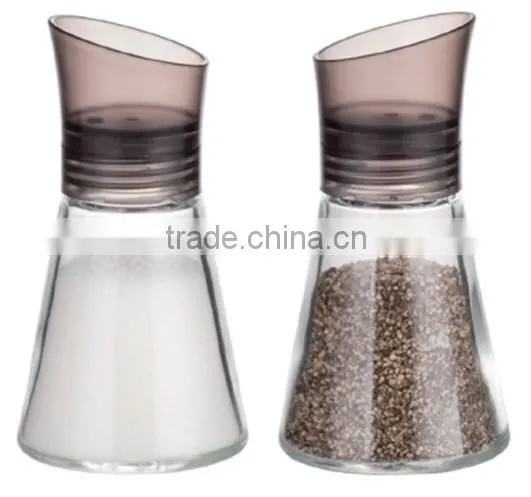 SINOGLASS 6 jars 95ml bugle shape cap glass spice jar rack set