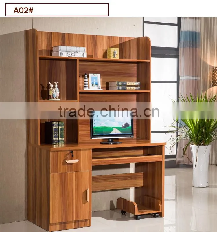 Panel furniture computer desk with bookshelf
