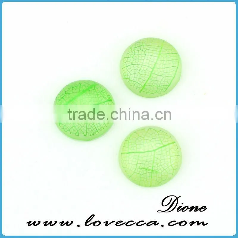 round 14mm small natural real leaf resin cabochon pendant
