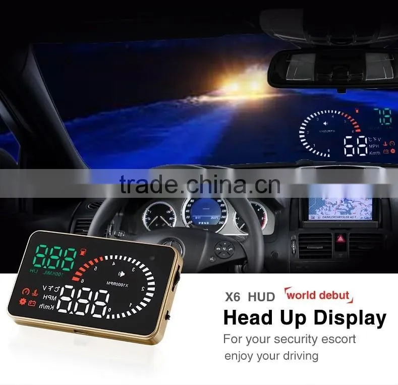 New Universal OBD HUD 3" Car Hud Head Up Display Plug Play KM/miles display Speeding alarm