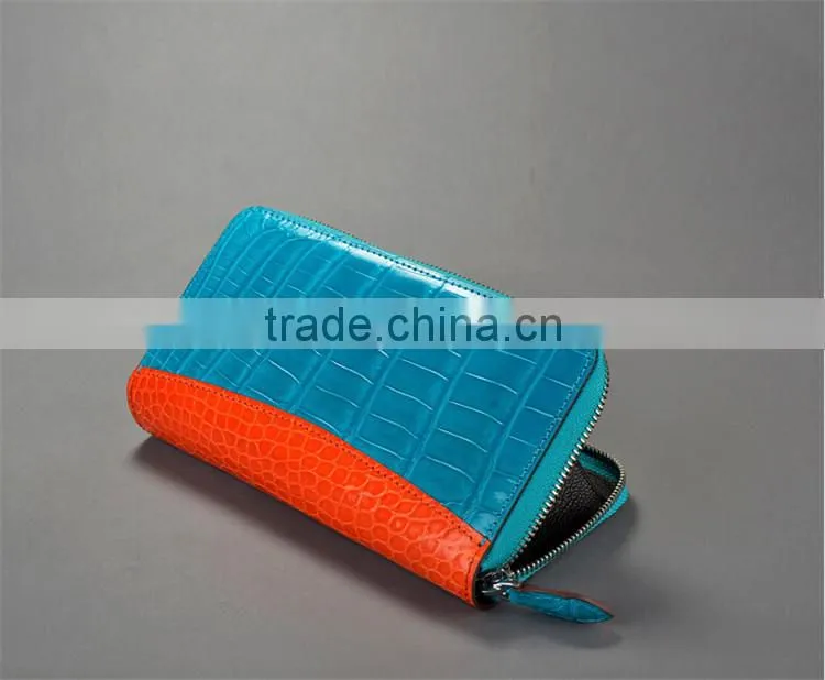 Fashion long design crocodile skin lady zipper wallet genuine leather wallet women