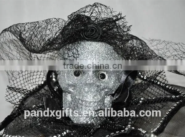 Glitter skull lace net headband