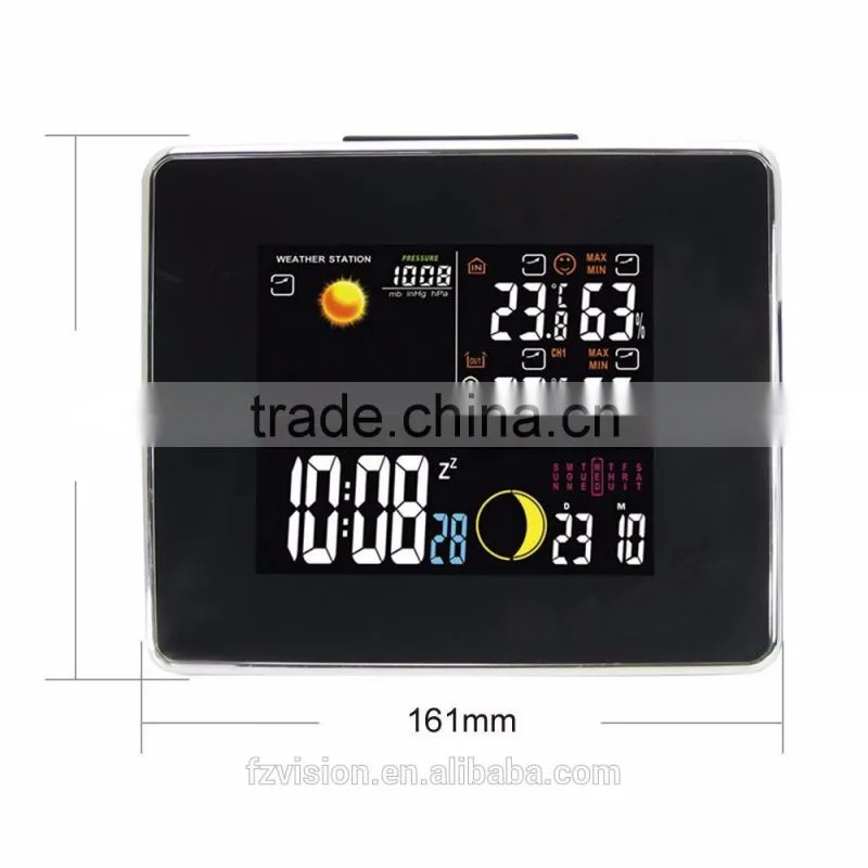 Wireless RCC Weather Station with Hygro-thermometer/ Black Wifi Weather Station clock with 2 Sensors by radio controlled clock