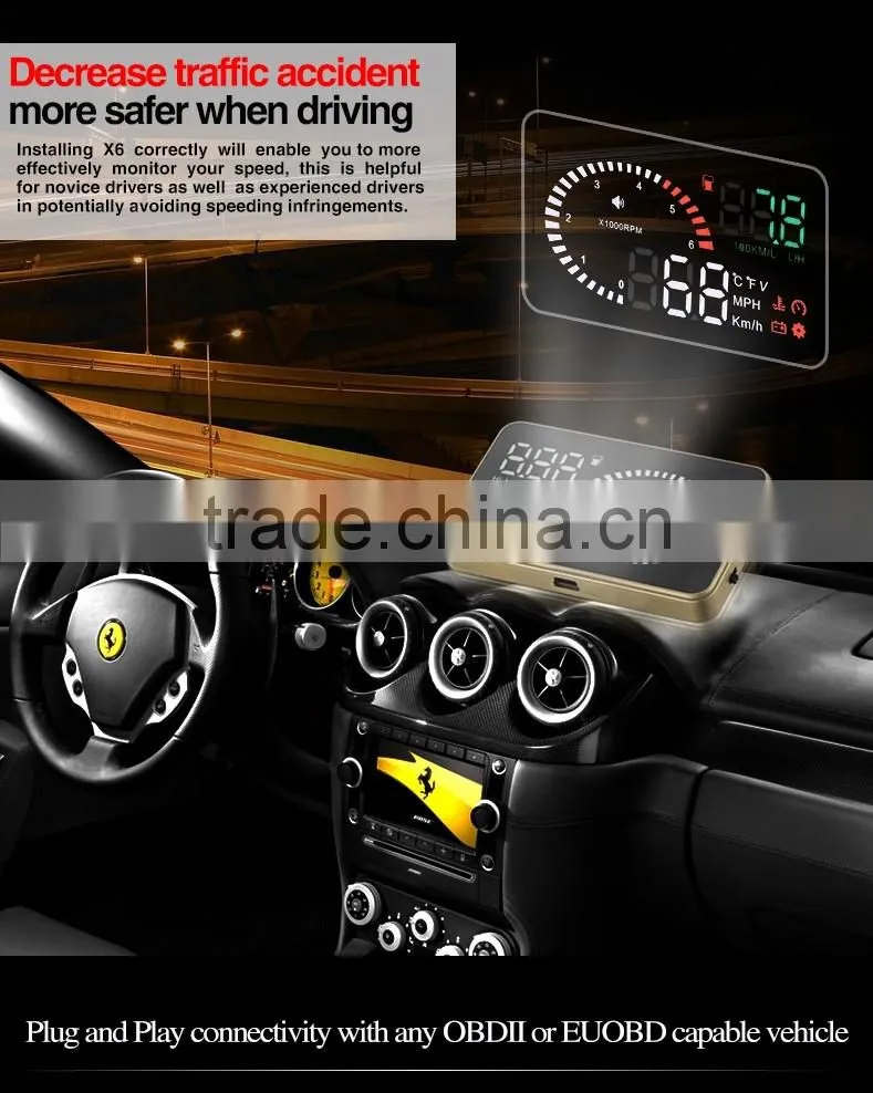 3 Inch X6 GPS car hud OBD2 head up display system