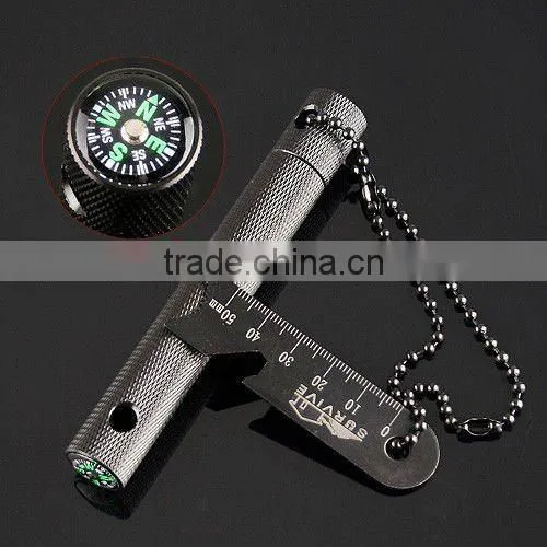 6-in-1 Flint Compass Scraper Bottle Opener Dividing Ruler Map Rangefinder