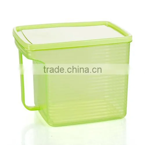 Sealed storage box in refrigerator with handle --green