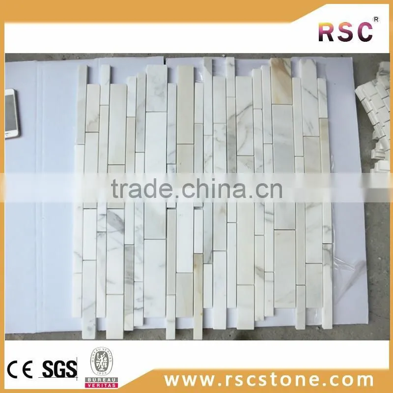 Long short strip calcutta gold marble mosaic