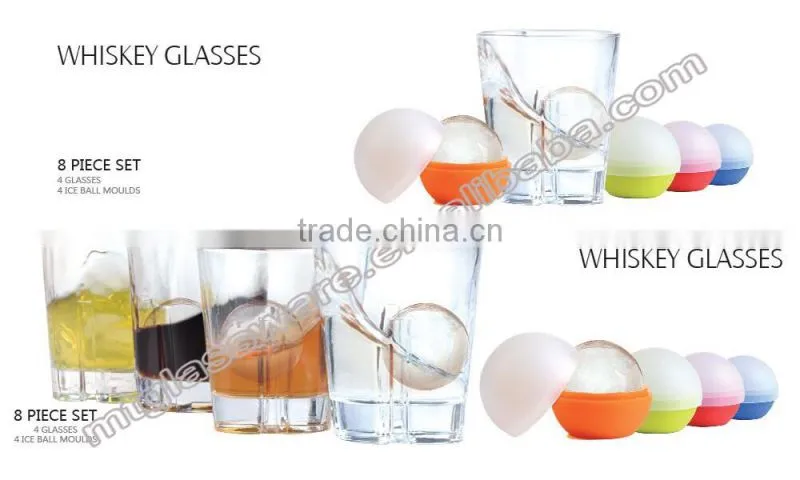 heavy square base whiskey glass with whiskey stone