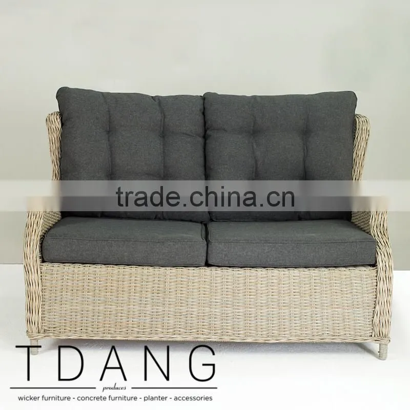 Driago Wicker Sofa- Outdoor Rattan Bench- Patio Brown Wicker Bench