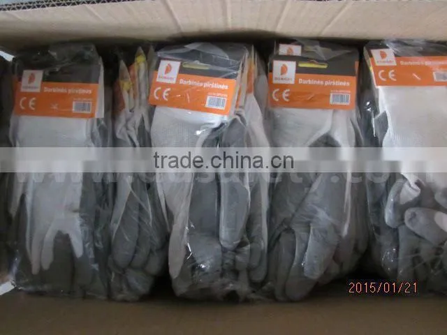 DDSAFETY Gery Nylon With Green PU Work Glove