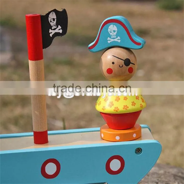 New design pirate toy wooden stacking balance blocks for kids W11F056