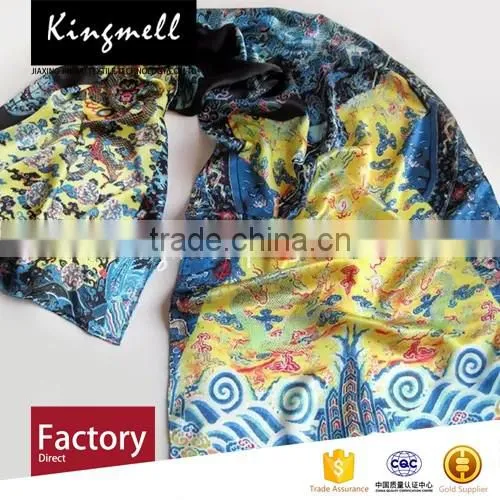 Custom Chinese Dragon Style of Digital Printed Silk Scarf for Men in Spring
