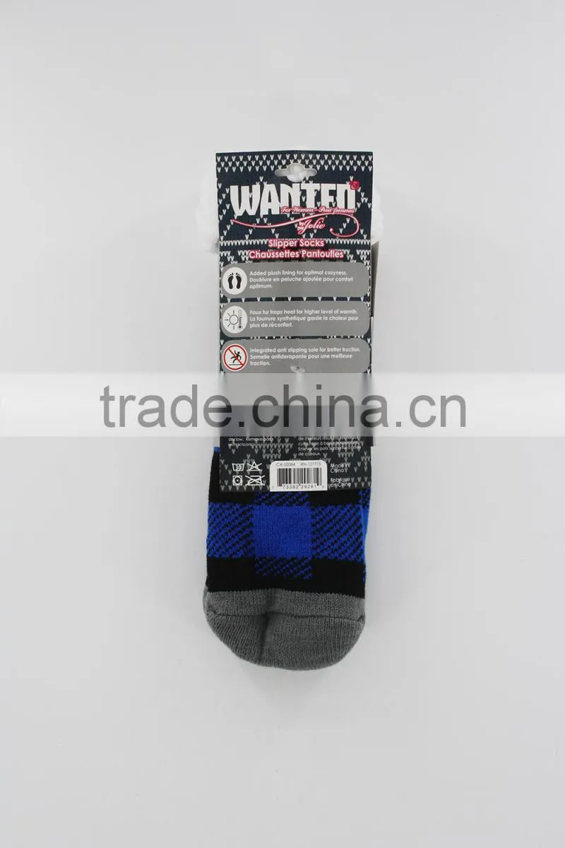acrylic faux fur anti slip home soft slipper socks