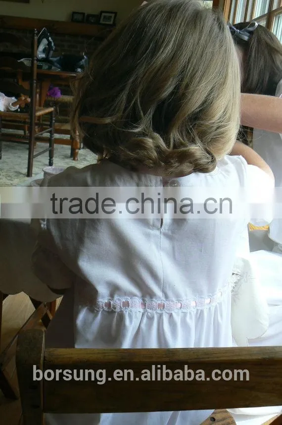 Fashion Style Size 12 Month to Size 14Y White Cotton Girls Nightgown Embroidered Muslin Kids Pajamas