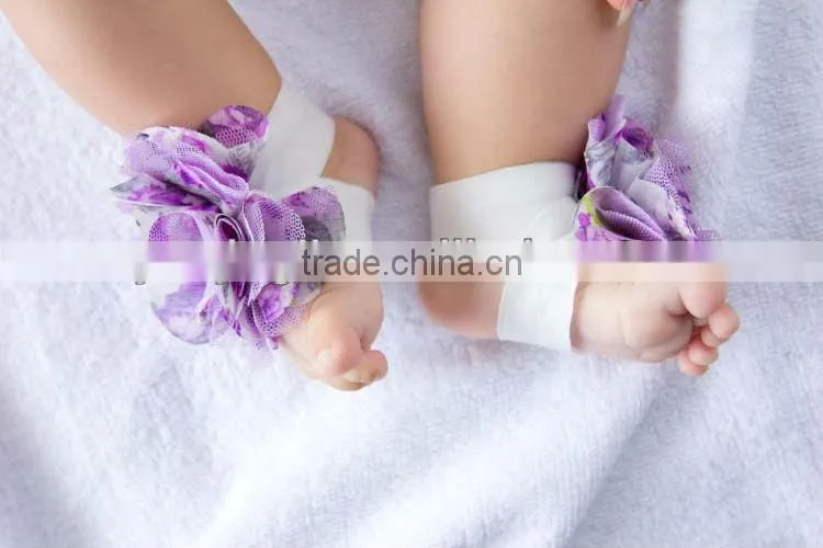 New Arrival Elastic Barefoot Sandals For Infant Hot pink Barefoot Socks Sandals Shoes Flowers Feet Toes Baby Bloom